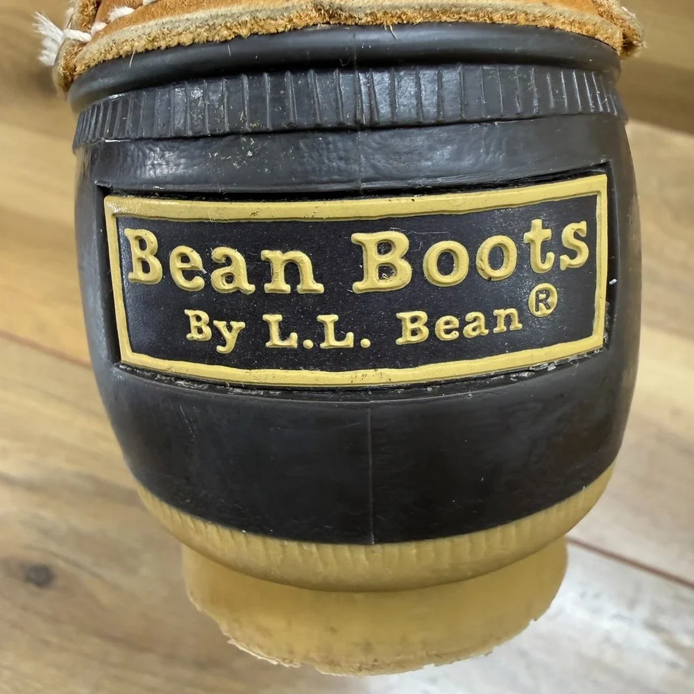 L.L. Bean Brown Leather and Black Rubber Winter Rain Boots